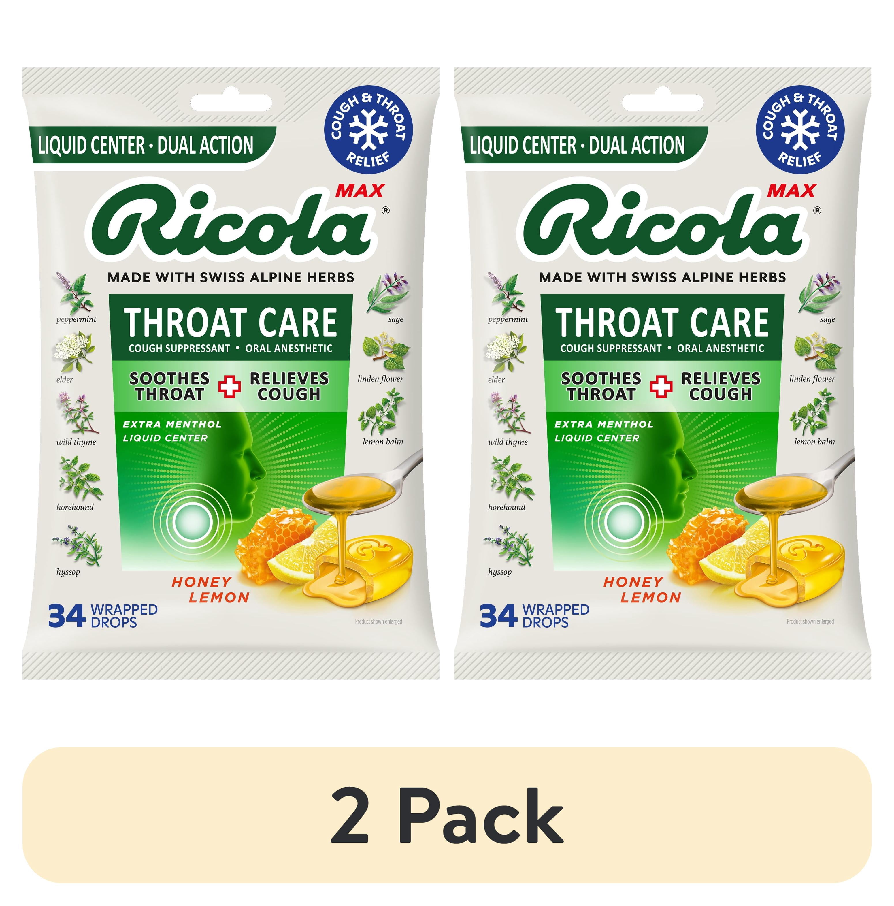 (2 pack) Ricola Max Throat Care Honey Lemon Cough Drops for Sore Throat + Cough Relief, Value Pack, 34 Count