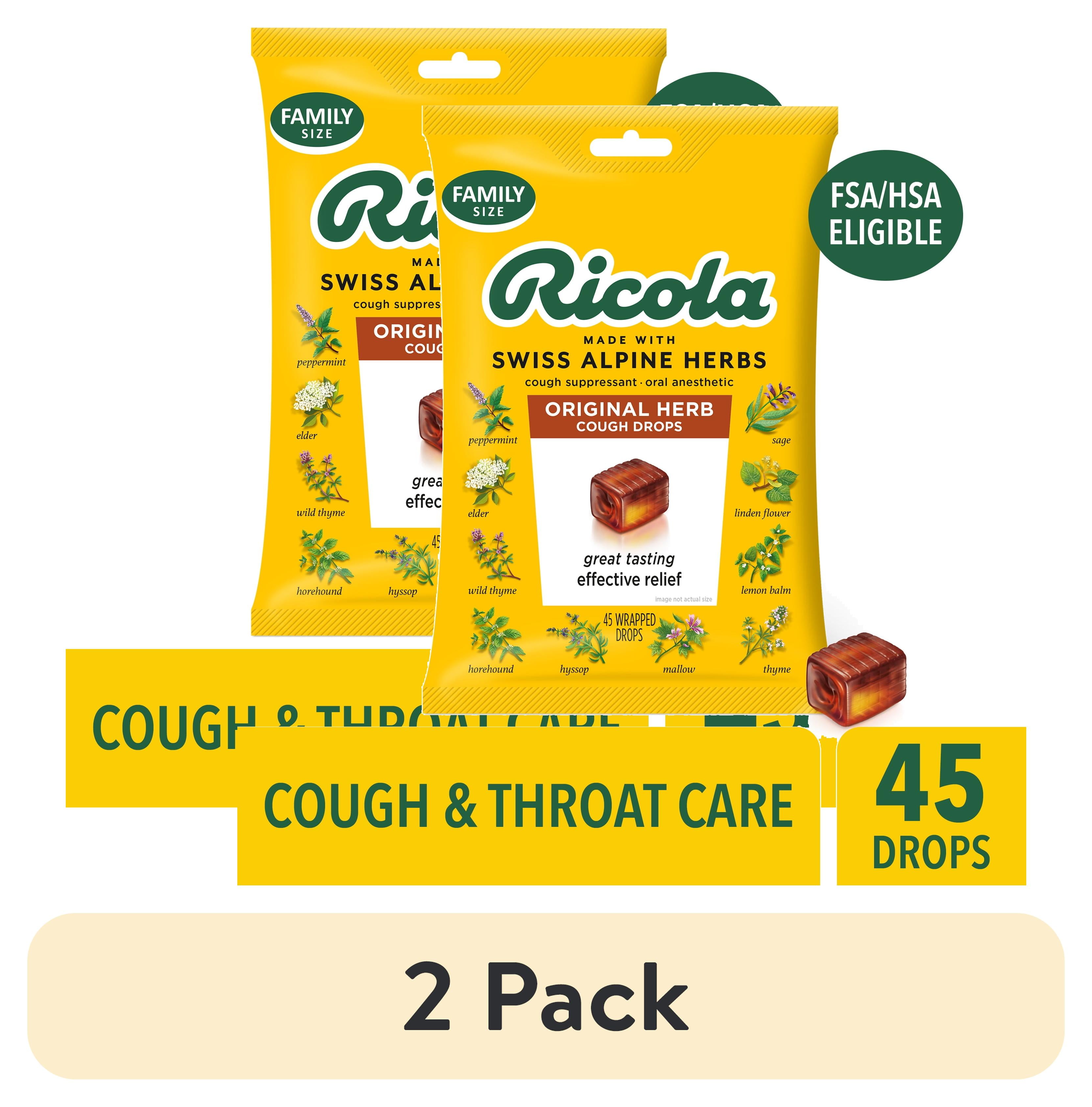 (2 pack) Ricola Original Herb Soothing Cough Drops - Throat Relief & Cough Suppressant, 45 Count