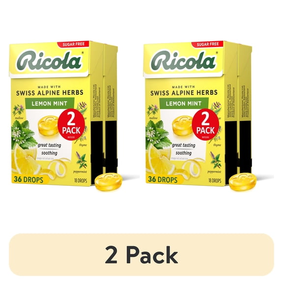 (2 pack) Ricola Sugar Free Lemon Mint 2-Pack 18ct Box