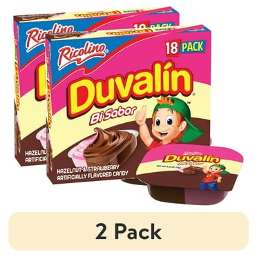 (2 pack) Ricolino Duvalin Hazelnut and Strawberry Candy Spread, 9.36 oz, 18 Count Box