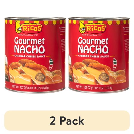 (2 pack) Ricos Gourmet Nacho Cheddar Cheese Sauce, 107 oz Can, Shelf-Stable, Ready-to-Serve, Creamy Cheese Dip