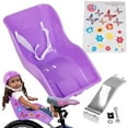 thumbnail image 1 of (2 pack) Ride Along Dolly Doll Bicycle Seat Bike Seat (Purple) with Decorate Yourself Decals (Fits Standard Sized Dolls and Stuffed Animals), Great Summer Bicycle Accessory!, 1 of 5