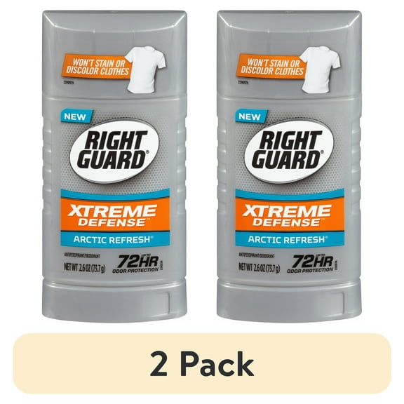 (2 pack) Right Guard Xtreme Defense Solid Antiperspirant & Deodorant for Men, Arctic Refresh, 2.6 oz.