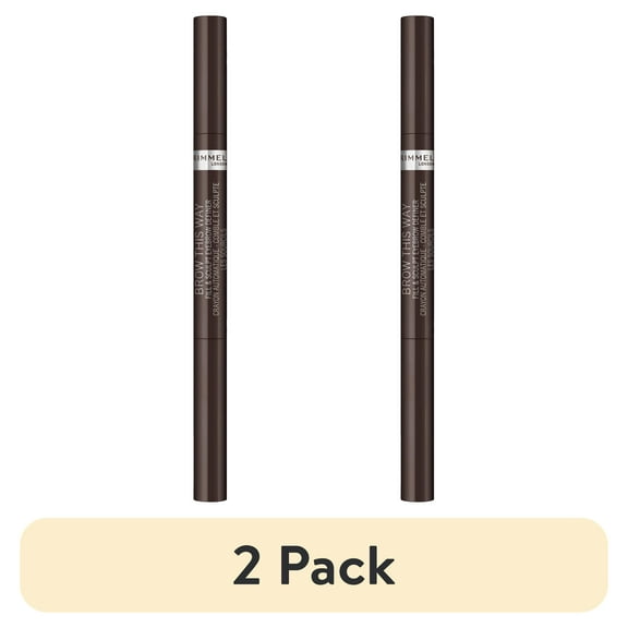 (2 pack) Rimmel Brow This Way Fill & Sculpt Eyebrow Definer, Medium Brown 002, 0.01 oz