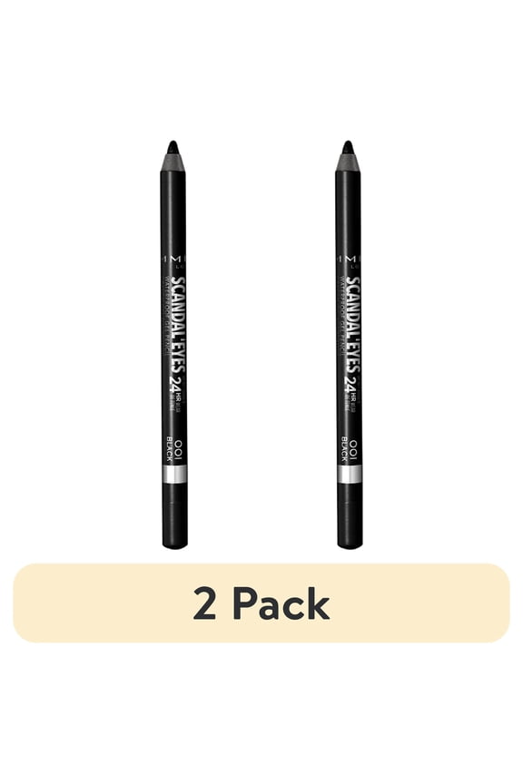 (2 pack) Rimmel London Scandal'Eyes Waterproof Kohl Kajal Eyeliner, Black