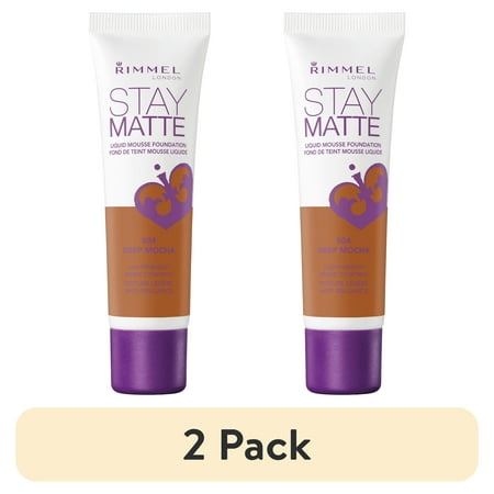 (2 pack) Rimmel London Stay Matte Liquid Foundation, Deep Mocha, 1 oz