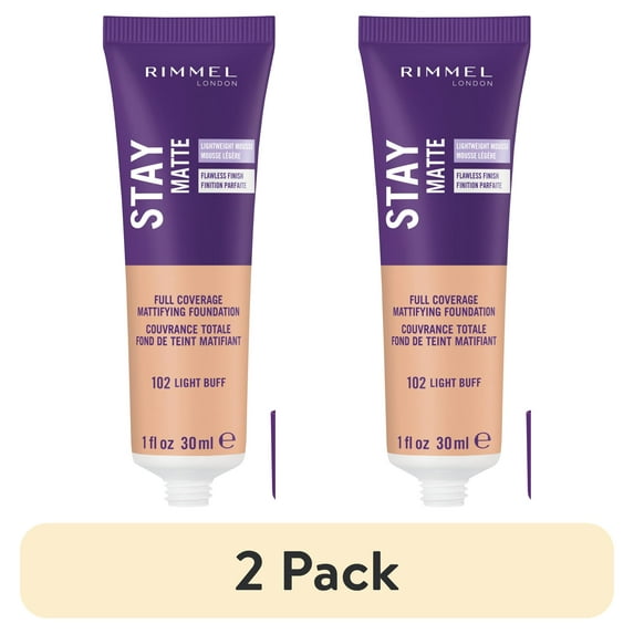 (2 pack) Rimmel London Stay Matte Liquid Foundation, Light Buff, 1 oz