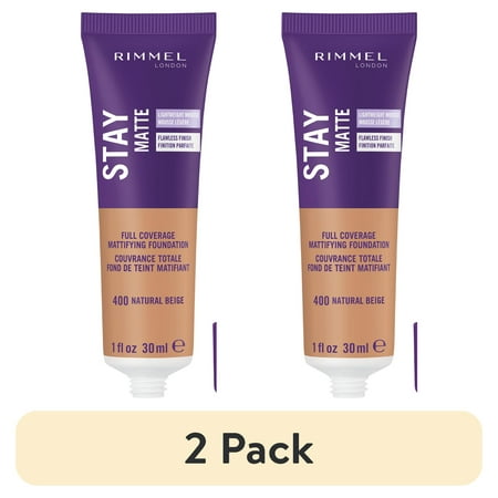 (2 pack) Rimmel London Stay Matte Liquid Foundation, Natural Beige, 1 oz