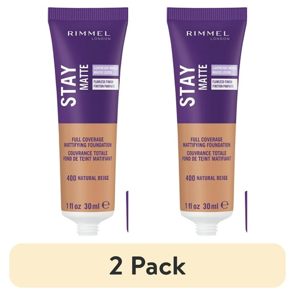 (2 pack) Rimmel London Stay Matte Liquid Foundation, Natural Beige, 1 oz