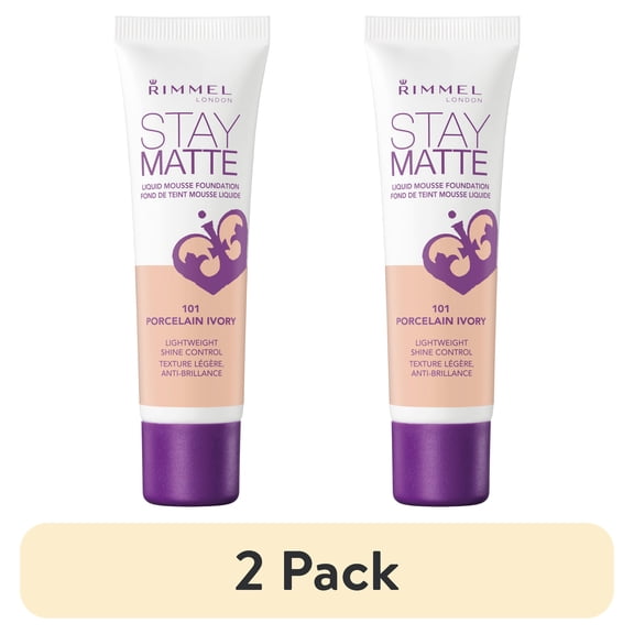 (2 pack) Rimmel London Stay Matte Liquid Mousse, 101 Porcelain Ivory, 1oz