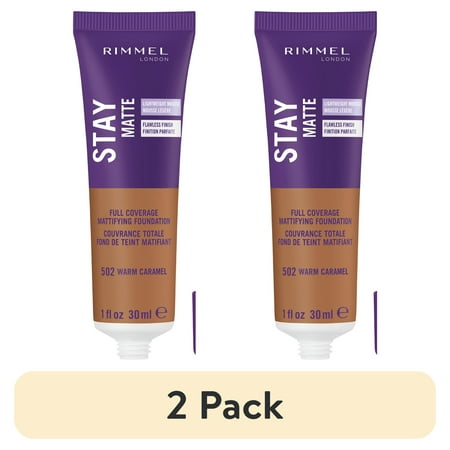 (2 pack) Rimmel London, Stay Matte Liquid Mousse Foundation, Warm Caramel, 30 ml
