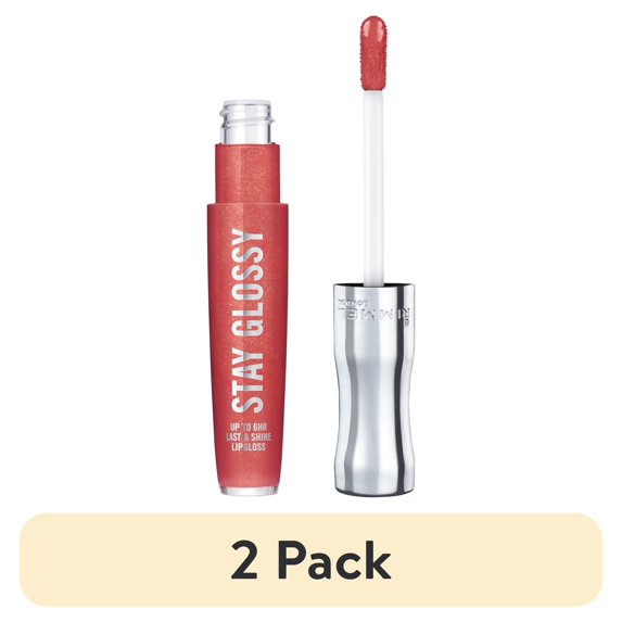 (2 pack) Rimmel Stay Glossy Lip Gloss, All Day Seduction, 0.18 oz