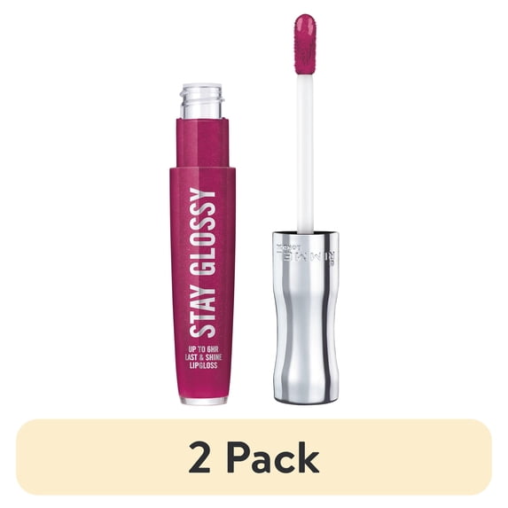 (2 pack) Rimmel Stay Glossy Lip Gloss, Berry Bad, 0.18 oz