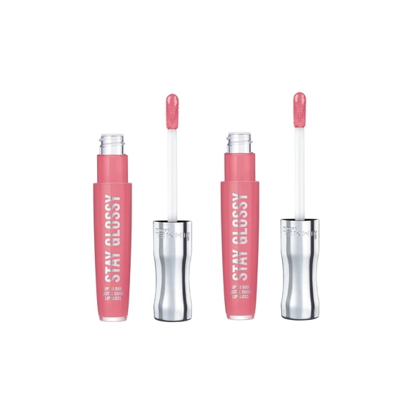 (2 pack) Rimmel Stay Glossy Lip Gloss, Claridge's Ruby