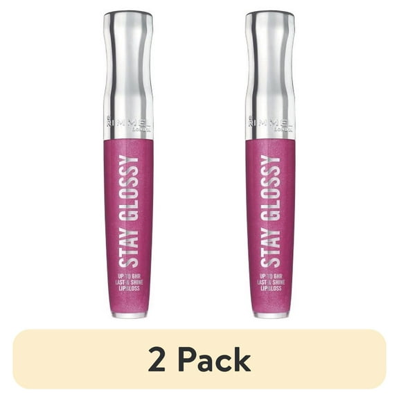 (2 pack) Rimmel Stay Glossy Lip Gloss, Grapevine Groove, 0.18 oz
