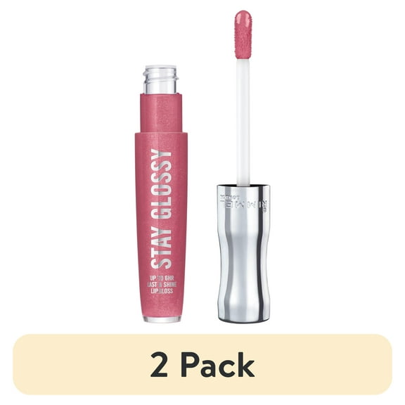 (2 pack) Rimmel Stay Glossy Lip Gloss, Stay My Rose, 0.18 oz