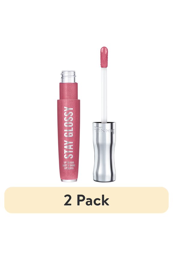 (2 pack) Rimmel Stay Glossy Lip Gloss, Stay My Rose, 0.18 oz