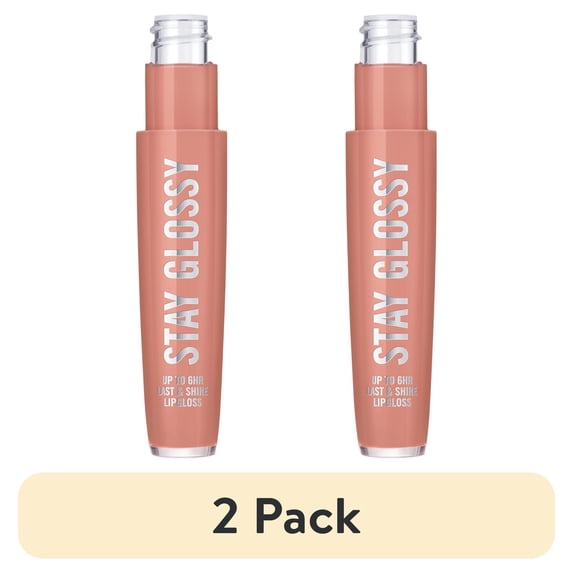 (2 pack) Rimmel Stay Glossy Lip Gloss, Sunday Brunch, 0.18 oz