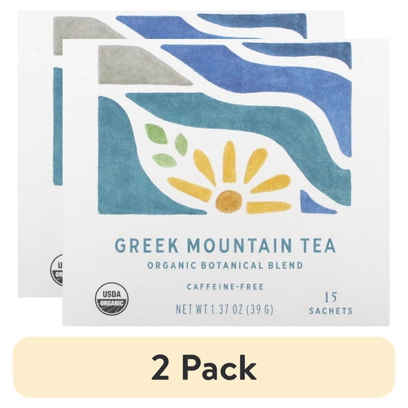 (2 pack) Rishi Tea Greek Mountain Tea, Caffeine Free, 15 Sachets, 1.37 oz (39 g)