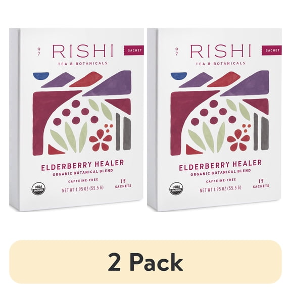 (2 pack) Rishi Tea Organic Elderberry Healer Tea, 15 Sachets