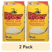 (2 pack) River Rice Enriched White Rice, Medium Grain, 2 lb Bag