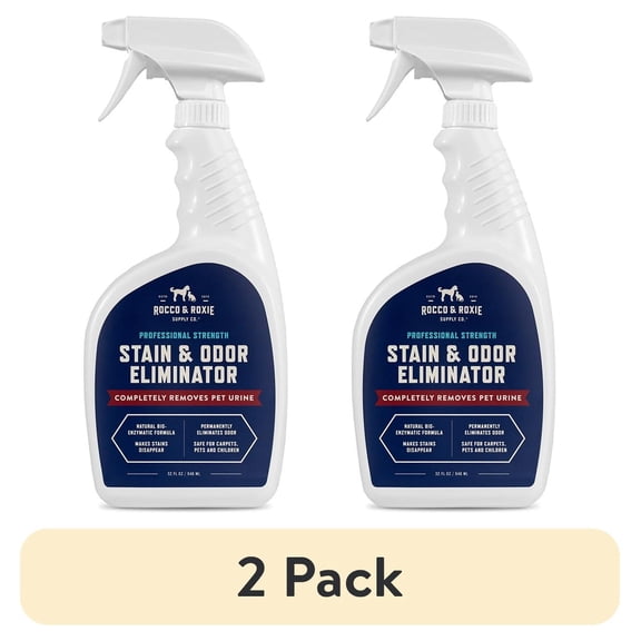 (2 pack) Rocco & Roxie Supply Co. Pet Stain Odor Remover Cleaner Spray, 32 Fluid Ounce