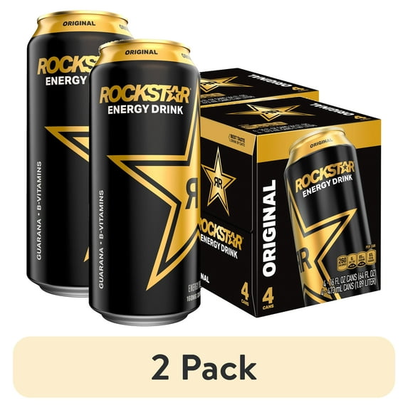 (2 pack) Rockstar Original Energy Drink, 16 oz, 4 Pack Cans