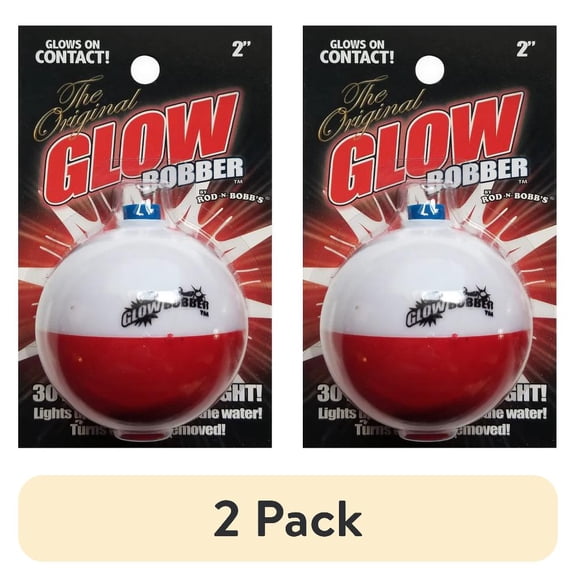 (2 pack) Rod-N-Bobbs Original Glow Bobber Fishing Float 1.25'' – Red/White
