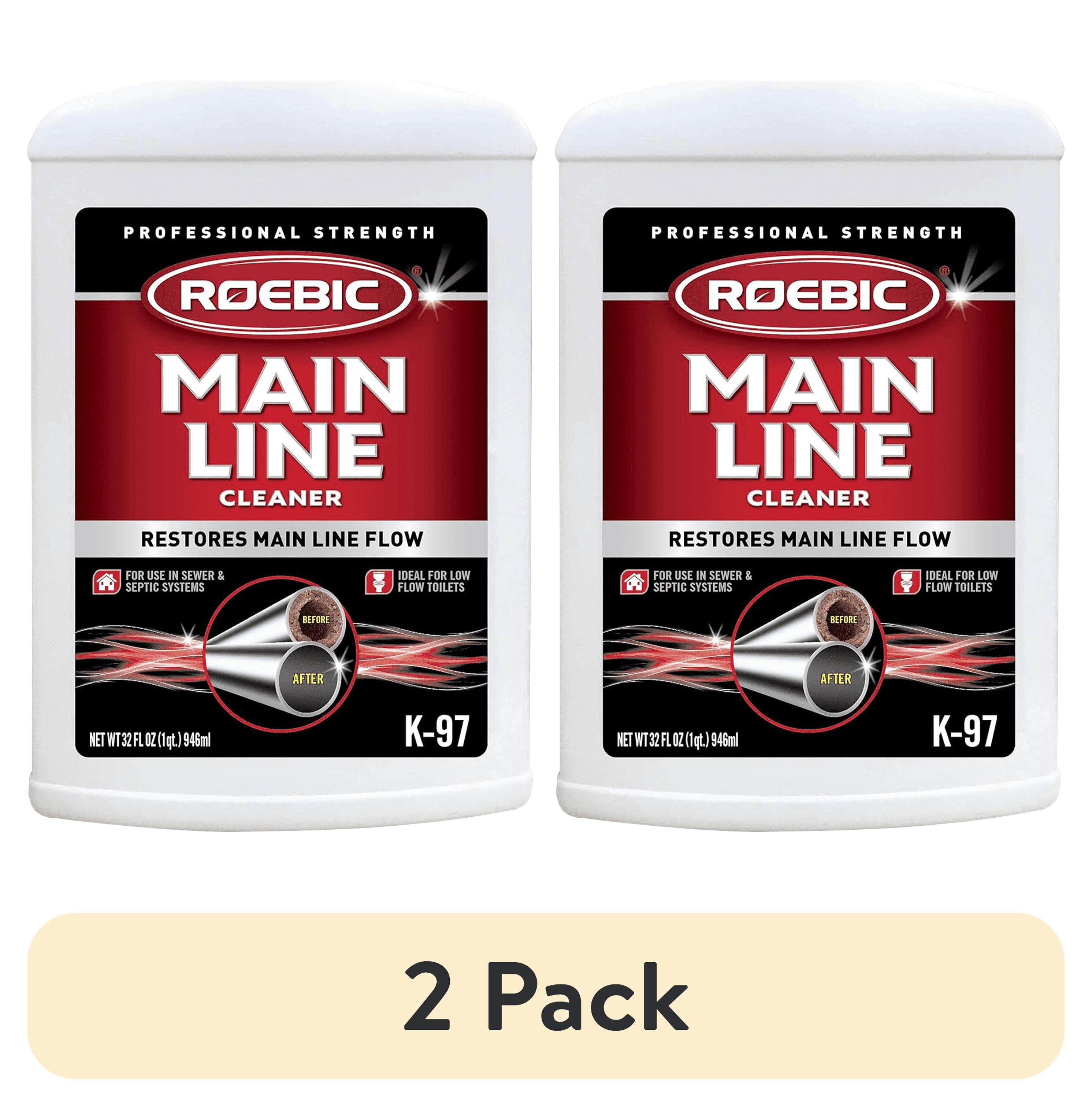 2 pack) Roebic K-97 Liquid Main Line Drain Cleaner, Sewer and