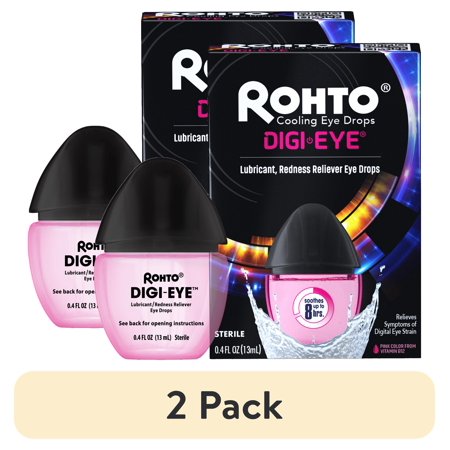 (2 pack) Rohto Digi-Eye Digital Eye Strain Eye Drops, Redness Reliever, and Eye Strain Relief