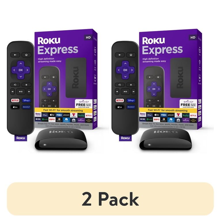2 pack) Roku Express HD Streaming Device with High-Speed HDMI