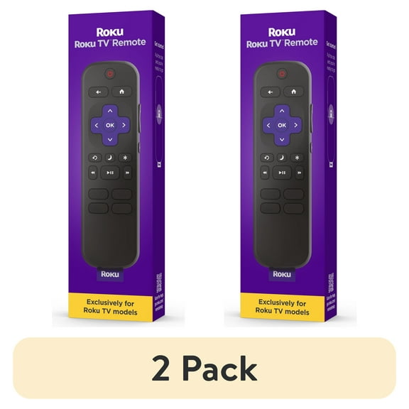 (2 pack) Roku TV Remote Control - Simple Setup & App Shortcuts - Compatible with Roku TV models ONLY - Black