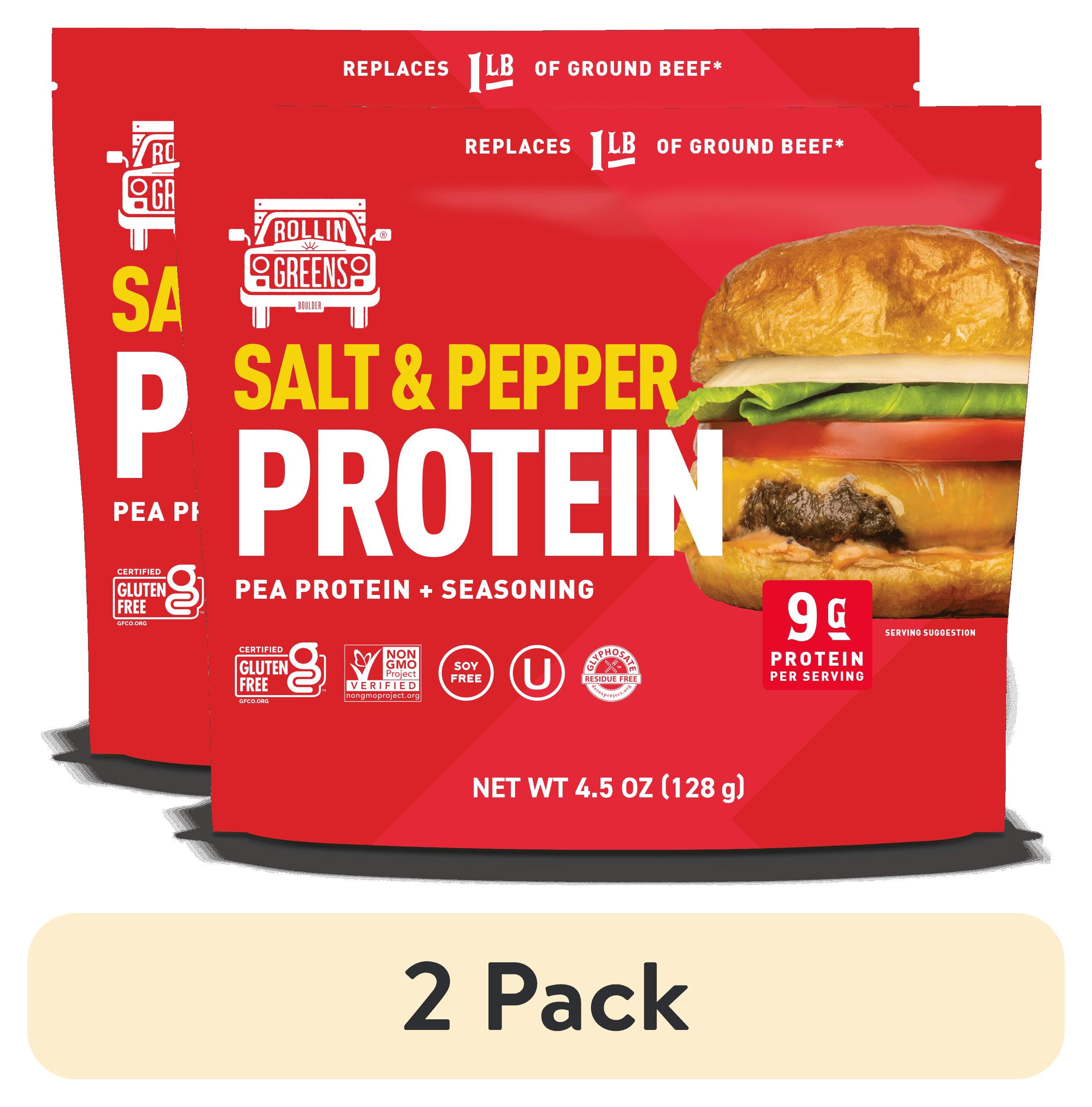 (2 pack) Rollingreens Plant-Based Ground Salt & Pepper Me'eat, 4.5 oz Pouch, 1 Count