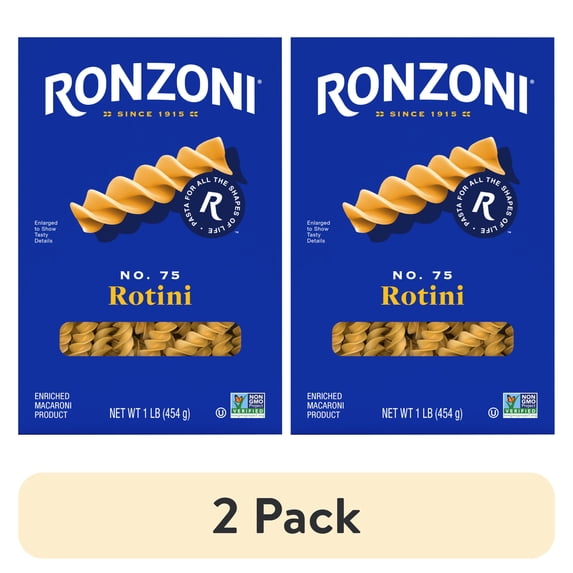 (2 pack) Ronzoni Rotini, 16 oz, Non-GMO Spiral Corkscrew Pasta, (Shelf Stable) Carton Box