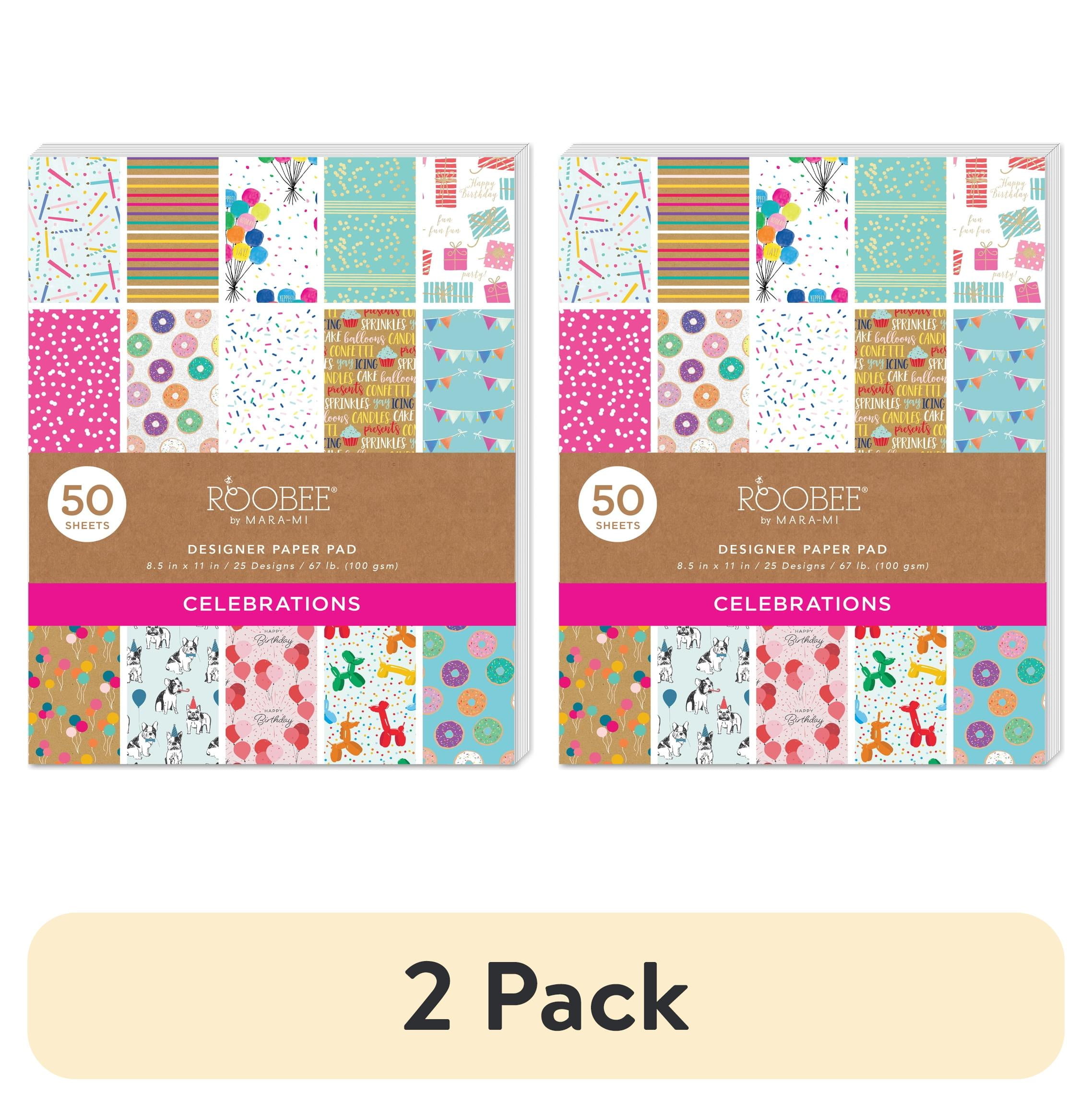 (2 pack) Roobee by Mara Mi Celebrations Paper Pad  8.5" x 11" - 24 lb/ 110 GSM, 50 sheets