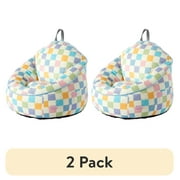 2 pack Room Revival Compressed Foam Bean Bag Chair for Kids, Rainbow Checkerboard