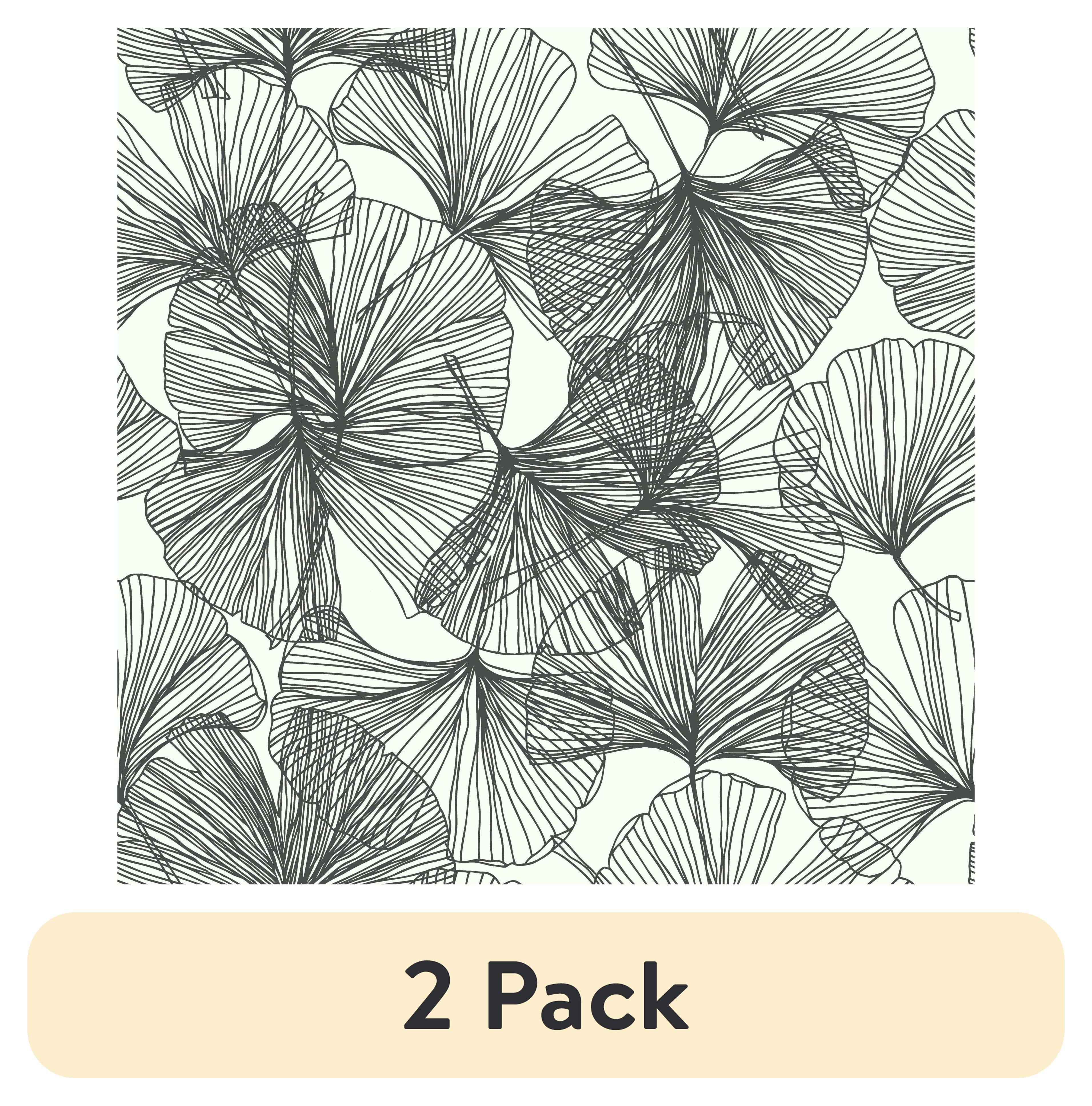 (2 pack) RoomMates Black Ginkgo Leaves Peel and Stick Wallpaper