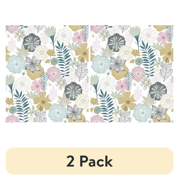 (2 pack) RoomMates Perennial Pink Floral Peel and Stick Wallpaper, 20.5 inches x 18 feet, 1 roll,