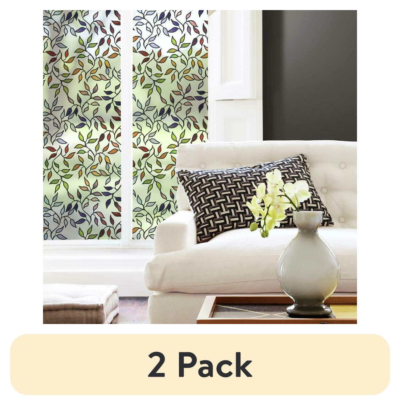 (2 pack) RoomMates 74" x 24" Functional Autumn Leaves Privacy, Decorative Window Film