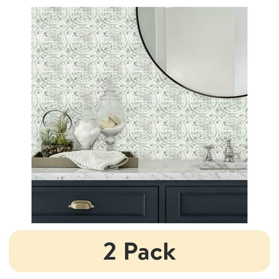 (2 pack) RoomMates White Tin Peel and Stick Tile Backsplash, Square