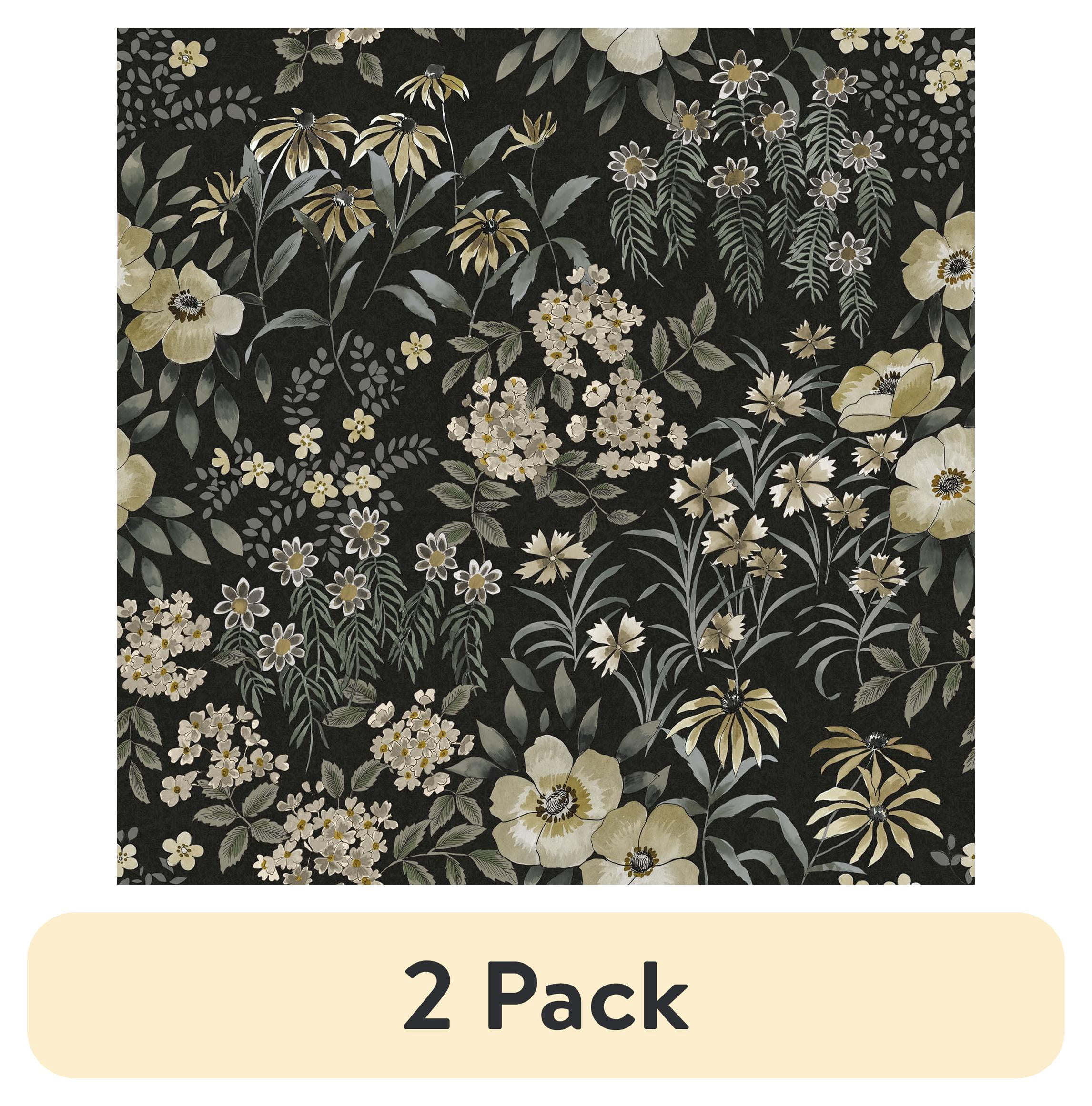 (2 pack) Roommates Studio Black Pearson Floral Peel and Stick Wallpaper 30.75 Sq. ft, 1 count