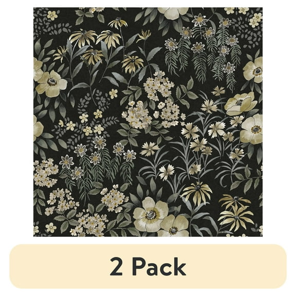 (2 pack) Roommates Studio Black Pearson Floral Peel and Stick Wallpaper 30.75 Sq. ft, 1 count