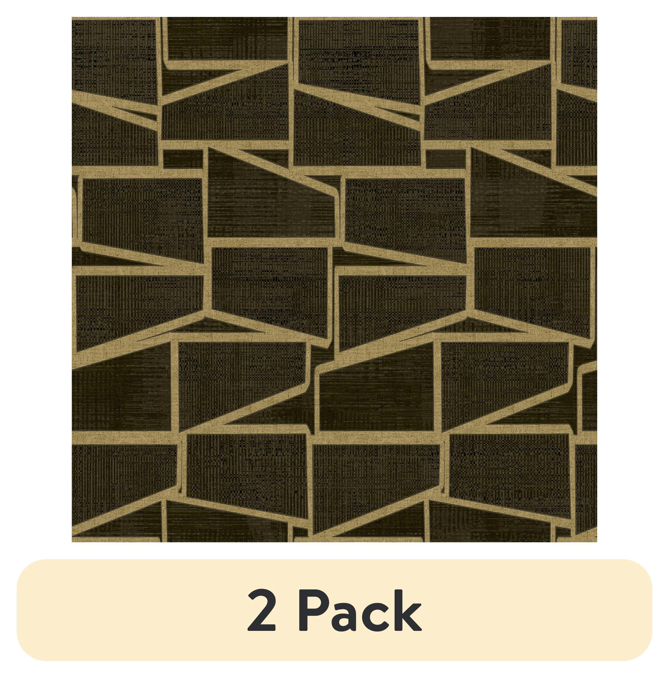 (2 pack) Roommates Studio Black and Gold Carver Geo Peel and Stick Wallpaper 30.75 Sq. ft, 1 Count