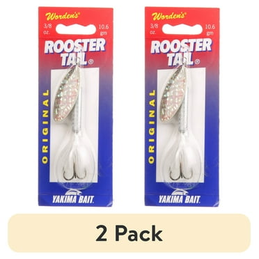 (2 pack) Rooster Tail, Flash White, Inline Spinnerbait Fishing Lure, 3/8 oz