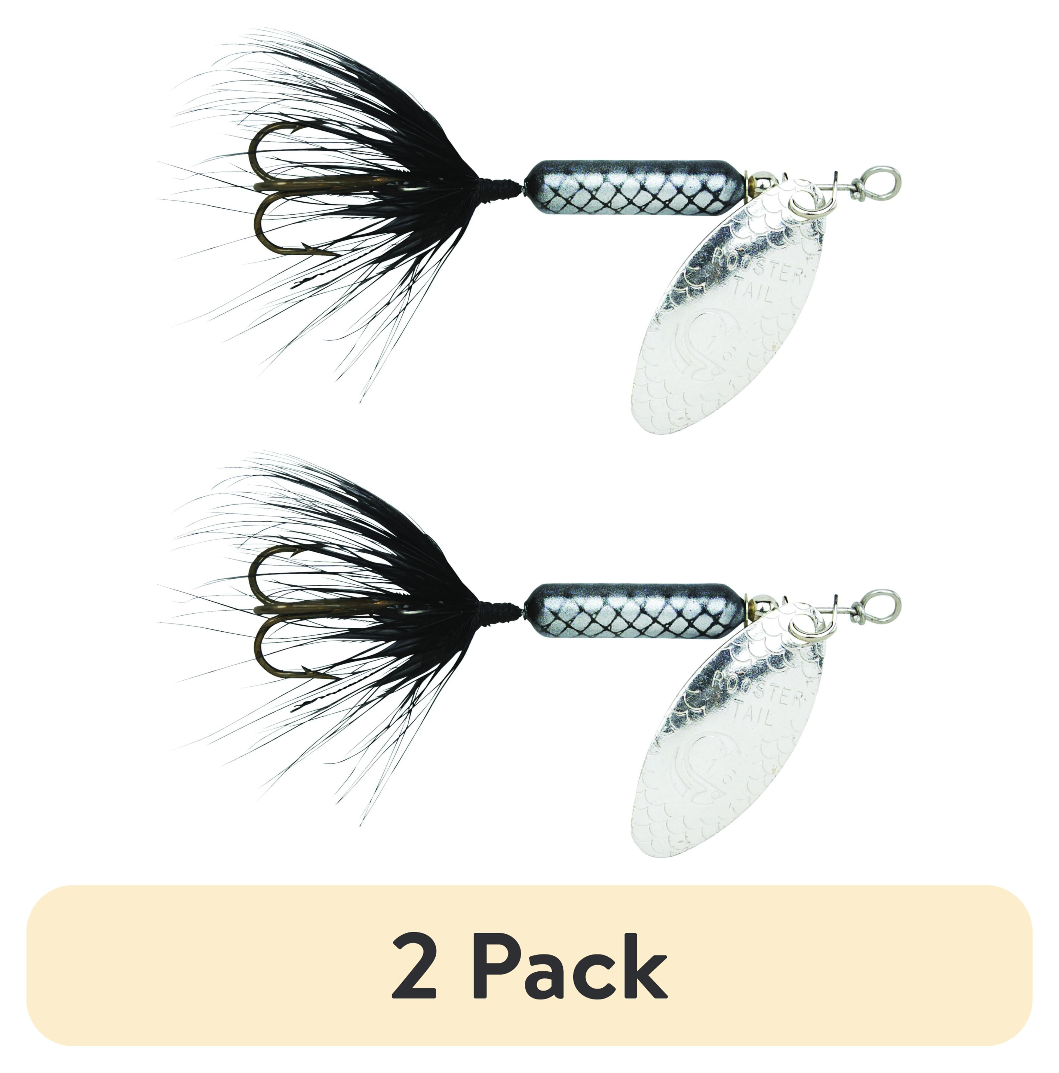(2 pack) Rooster Tail Single Hook, Inline Spinnerbait Fishing Lure, Black, 1/16 oz