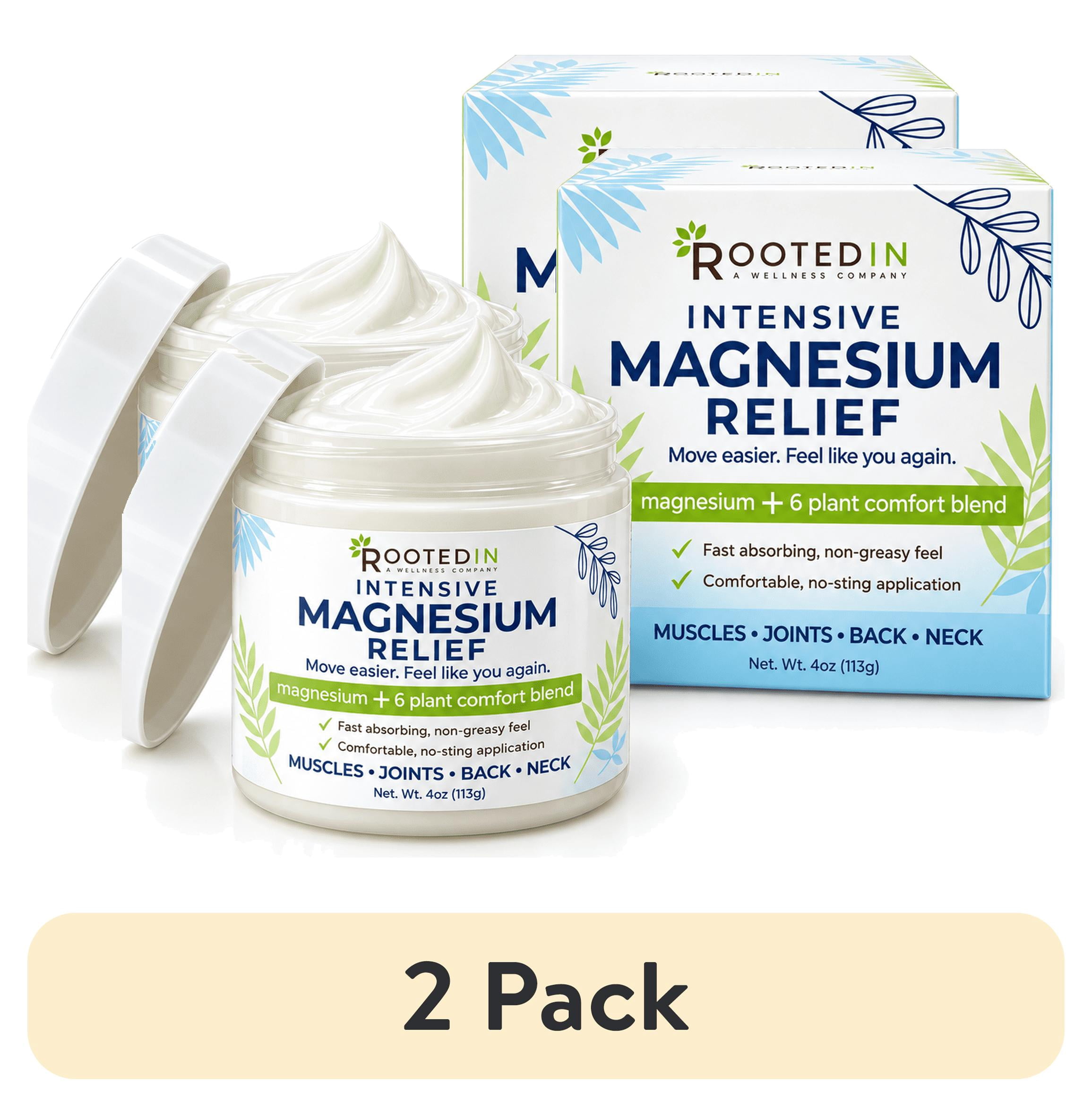 (2 pack) Rooted In Intensive Magnesium Relief Cream for Muscles and Joints, 4 oz