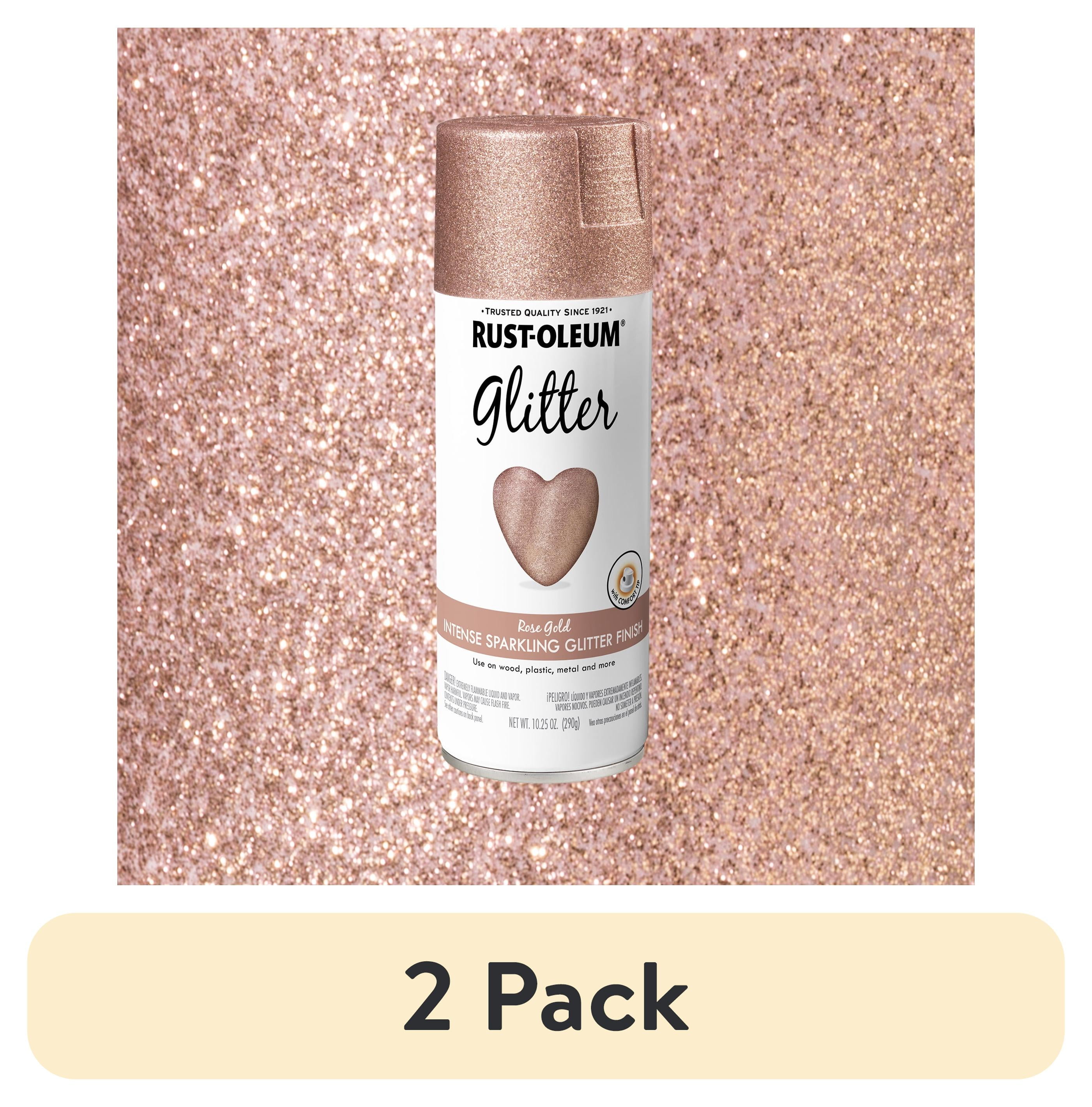 (2 pack) Rose Gold, Rust-Oleum Glitter Spray Paint-344697, 10.25 oz