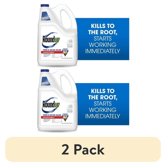 (2 pack) Roundup Weed & Grass Killer Refill, Use in Flower Beds, Around Trees & More, 1.25 gal.