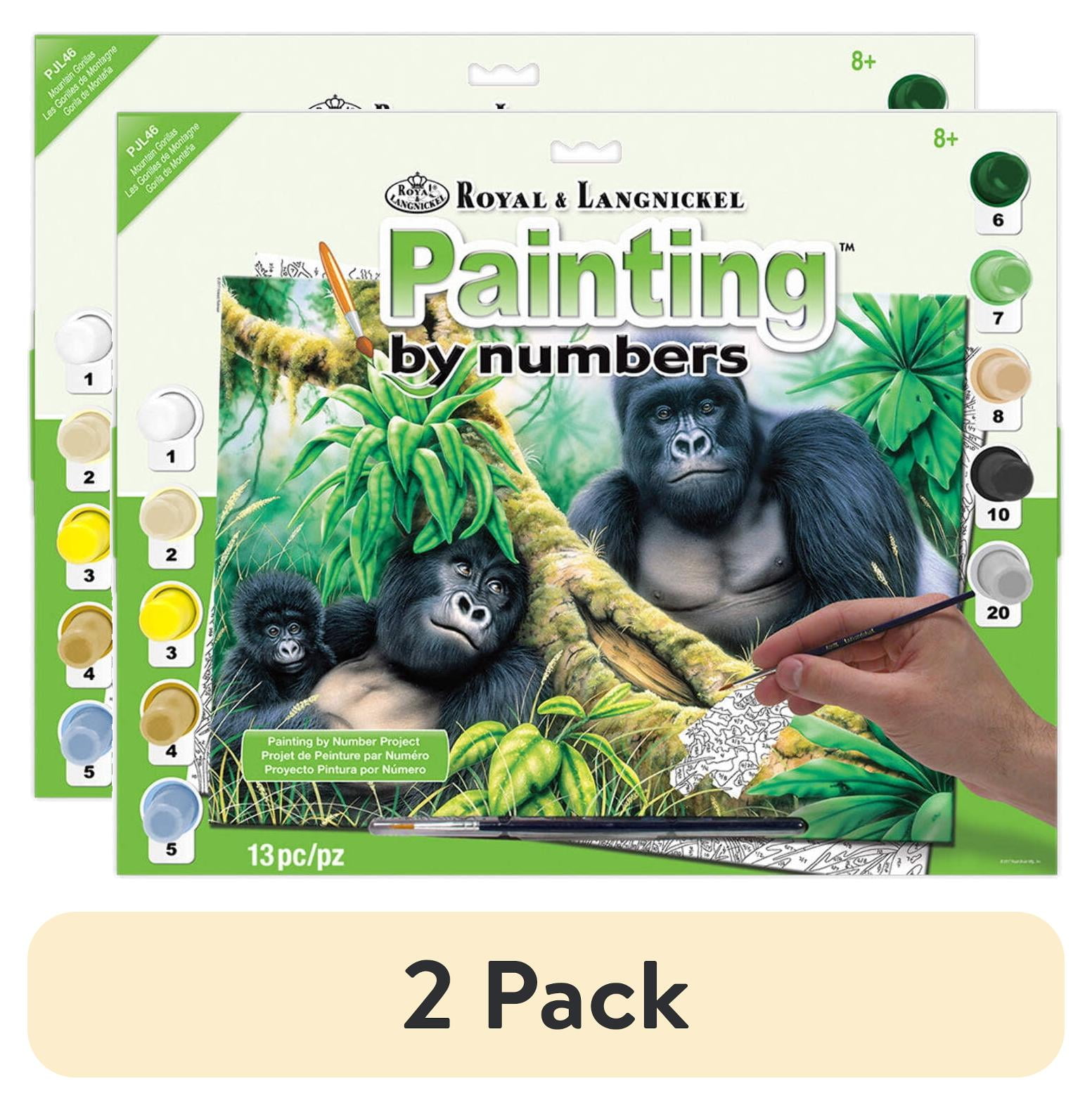 (2 pack) Royal Brush Mountain Gorillas Paint-by-Number Kit - Walmart.com