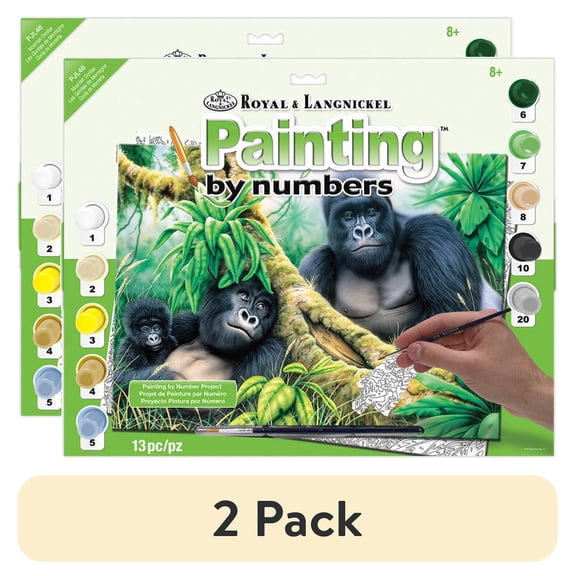 (2 pack) Royal Brush Mountain Gorillas Paint-by-Number Kit
